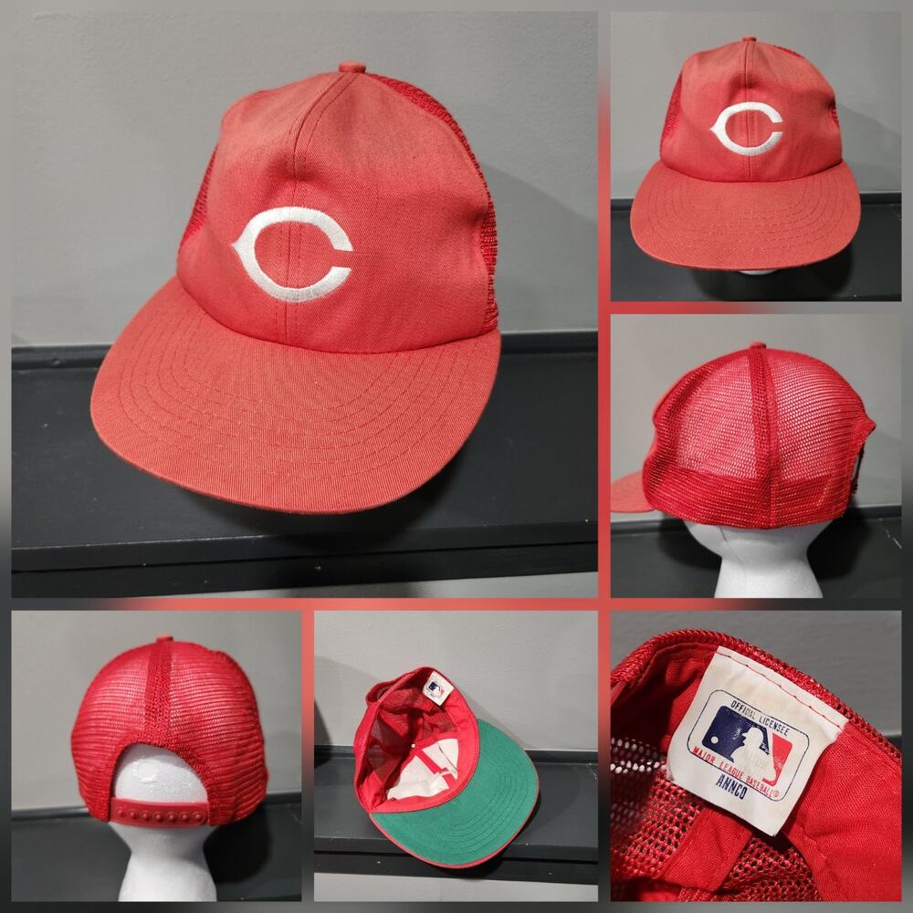 VTG‎ 90s Cincinnati Reds MLB Baseball Mesh Trucker Snapback Hat Cap Annco